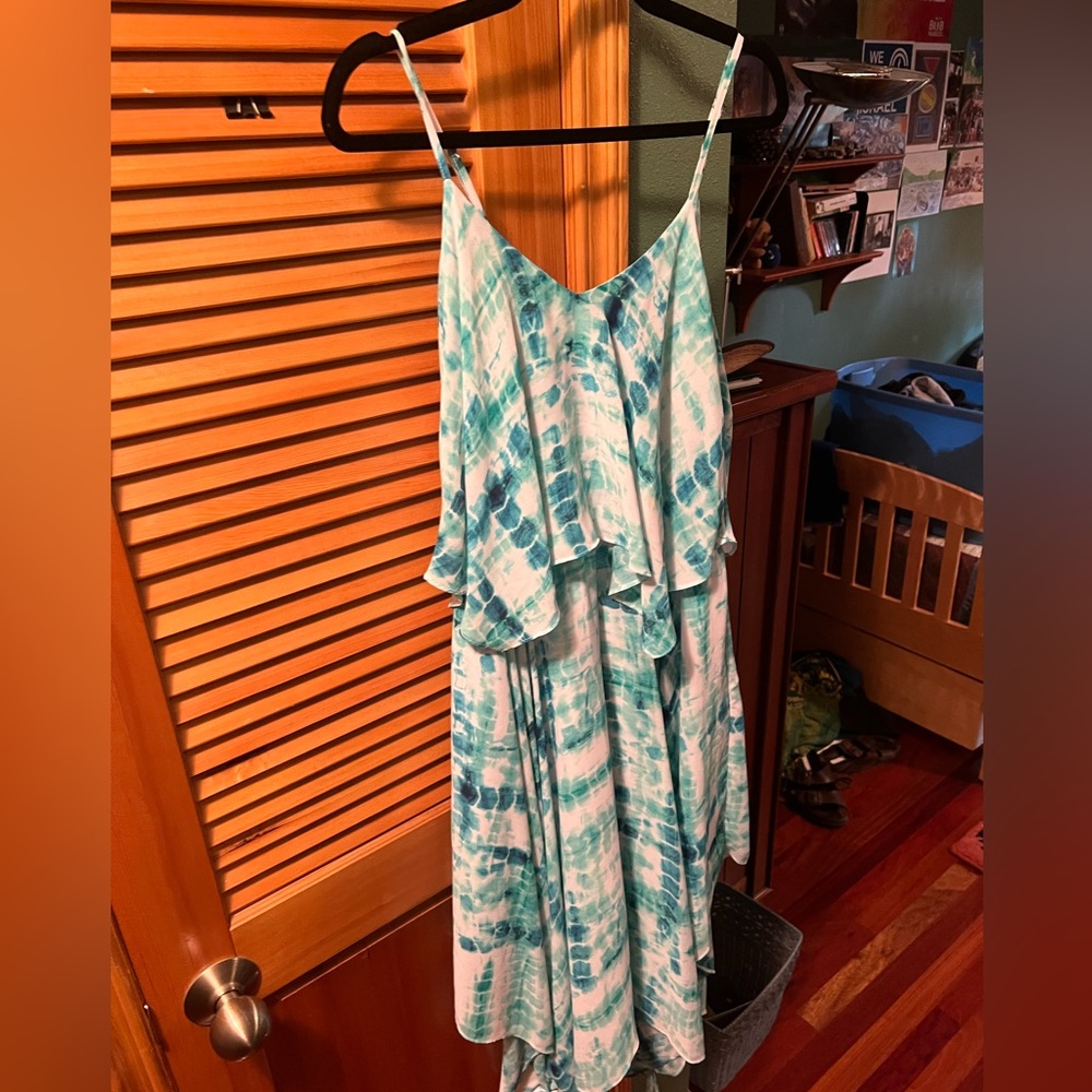 Long blue flowy dress